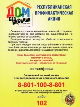Республиканская профилактическая акция
«Дом без насилия»